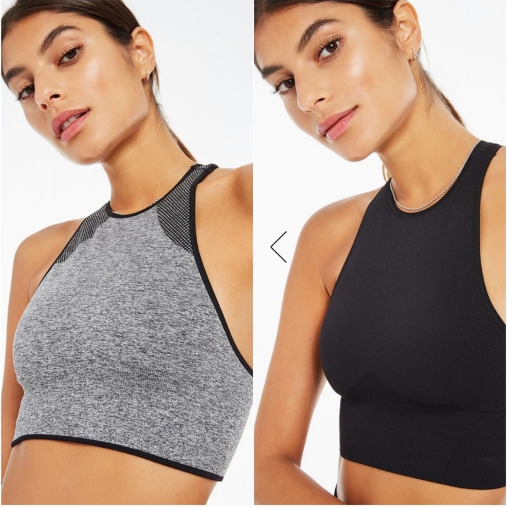 Avocado Earth Crop Sports Bra Top Grey Black